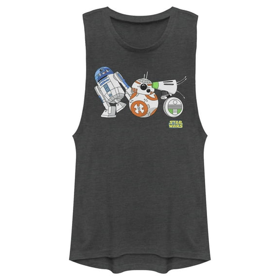 Junior's Star Wars: The Rise of Skywalker Droid Party Festival Muscle Graphic Tee Charcoal Small