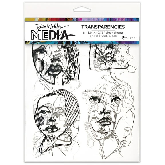 Dina Wakley Media Transparencies  8.5"X10.75" 6/Pkg-Abstract Portraits Set 2