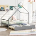 thumbnail image 2 of Full Size Wooden House Bed With Twin Size Trundle, No Box Spring Needed, 2 of 7