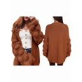 thumbnail image 3 of Women'S Chunky Knit Open Front Sweater Long Sleeve Pom Pom Loose Short Cardigan Outerwear Coats Orange XL, 3 of 7