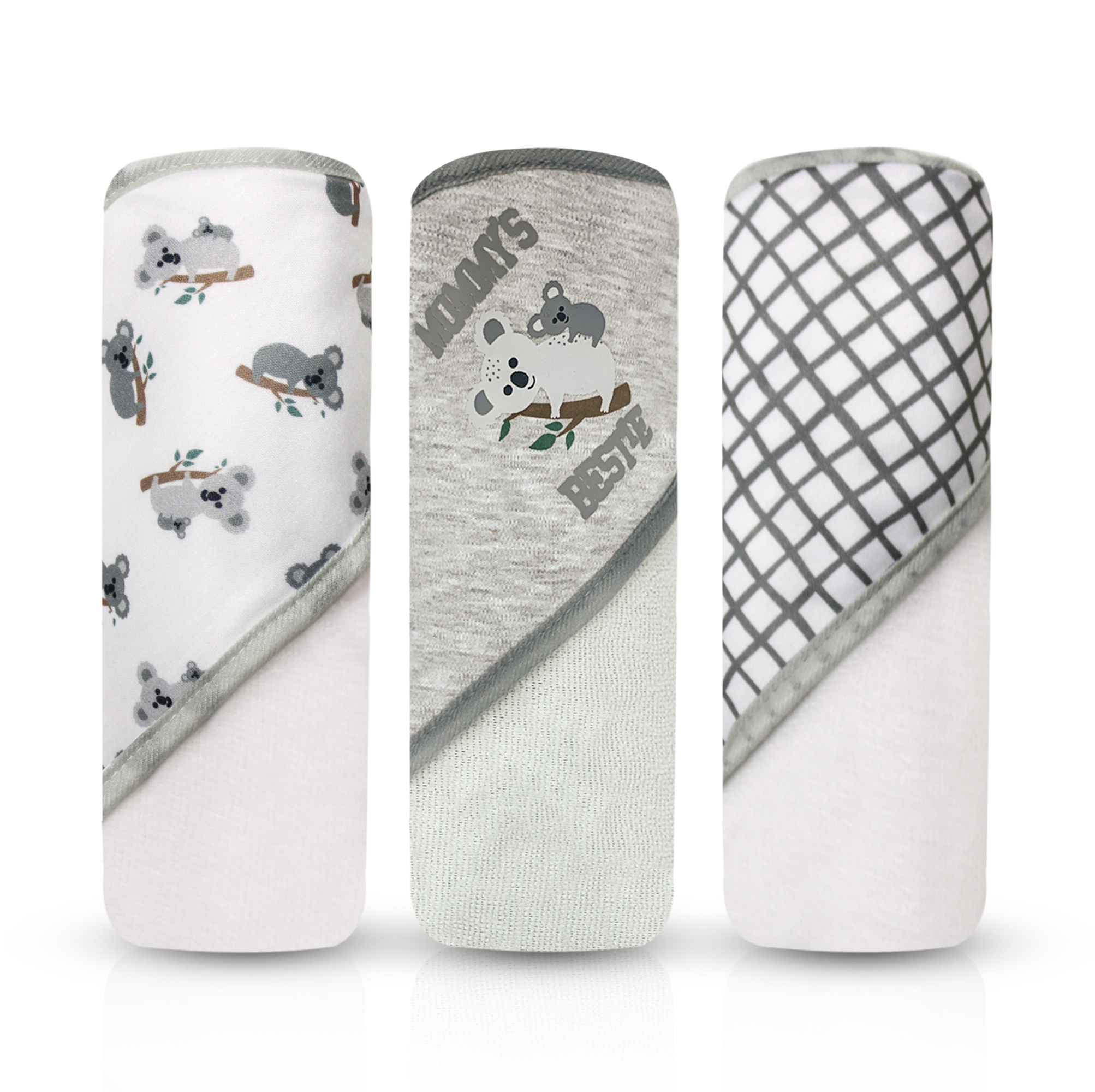 Modern Baby Hooded Baby Towels 3 Pack Set of Infant Boy Baby Bath