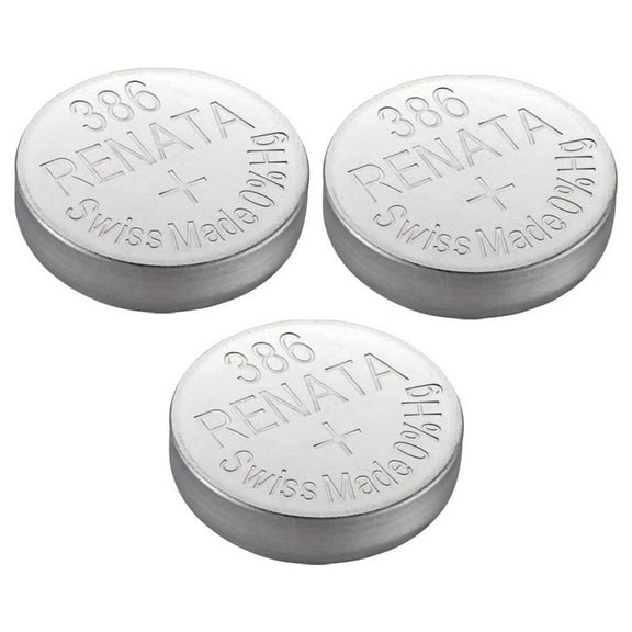 Renata Watch Battery Swiss Made Renata 386 or SR43SW Or AG12 1.5V (3 Batteries, 386 or SR 43 SW)