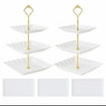 thumbnail image 5 of TINANA 5 Pack Dessert Table Display Set, 3-Tier Cupcake Stands & 3 Rectangular Serving Trays, White Plastic Cupcake Tower for Birthday, Baby Shower & Wedding, 5 of 6