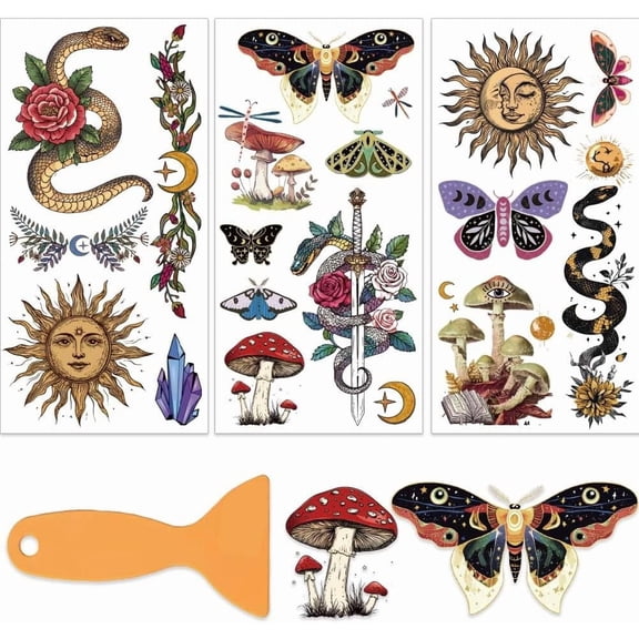 3pcs/set Snake Mystery Rub on Transfers for Furniture and Crafts 6x12 Inch Fantasy Theme Furniture Home Decoration Colorful