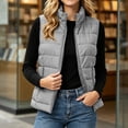 thumbnail image 5 of Padded Vest for Women Stand Collar Quilted Zip Front Side Pockets Warm Fall Winter Vest, 5 of 7