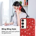 thumbnail image 2 of Compatible with Samsung Galaxy S23 Case Glitter Shockproof, Phone Samsung S23 Case Bling Sparkly TPU and PC Silicone Shiny Girl Women Thin Protective Cover (Red), 2 of 12