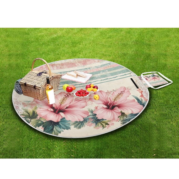 Picnic Blankets Teencool Beach Blanket Creatively Hibiscus Harmony Pattern Outdoor Blanket for Travel