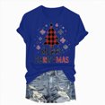 thumbnail image 2 of Towmus Merry Christmas Shirts for Women Casual Graphic Print T Shirt Xmas Buffalo Plaid Tree Shirt Top Short Sleeve, 2 of 6