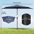 thumbnail image 3 of Outsunny Parasol Demi-Parasol de Patio 9,8 Pi Pare-Soleil, Manivelle, Bleu Foncé, 3 of 10