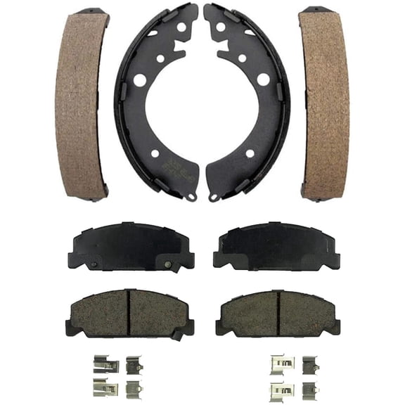 Detroit Axle - Brake Kit for 92-00 Honda Civic, 1984-1985 Accord, Front Ceramic Brake Pads w/ Hardware Rear Brake Shoes 1992 1993 1994 1995 1996 1997 1998 1999 2000 Replacement