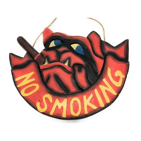 No Smoking Sign 14" - Bull Dog Pirate Decor - Hand Carved | #dpt524935