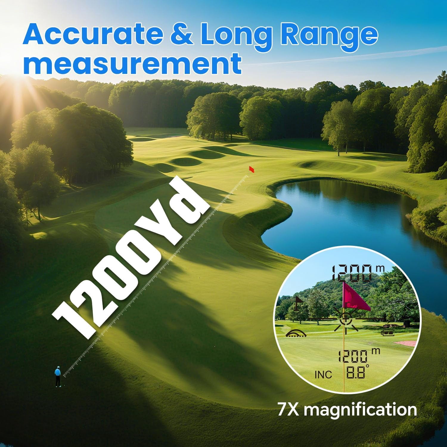 CozyNestFinds Golf Range Finder with Slope, Switch for Tournament, 1200 Yards Rechargeable Laser Rangefinder, 7X Magnification, Flag Lock Vibration, Distance Measuring Device Accessory for Men