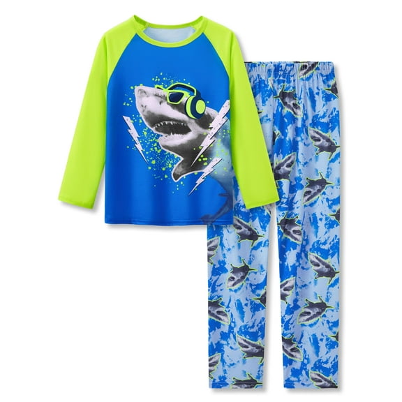 Beezizac Pajamas For Boys Trendy Shark with Headset Long Sleeves 2-Piece PJs Set Kid Comfy Sleepwear Size 10