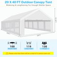 thumbnail image 4 of HOTEEL 20x40ft Heavy Duty Canopy Tent, Easy Up Commercial Outdoor Canopy Wedding Party Tent, Waterproof Outdoor Canopy Tents for Large Events,  Wedding, Parties, White, 4 of 11