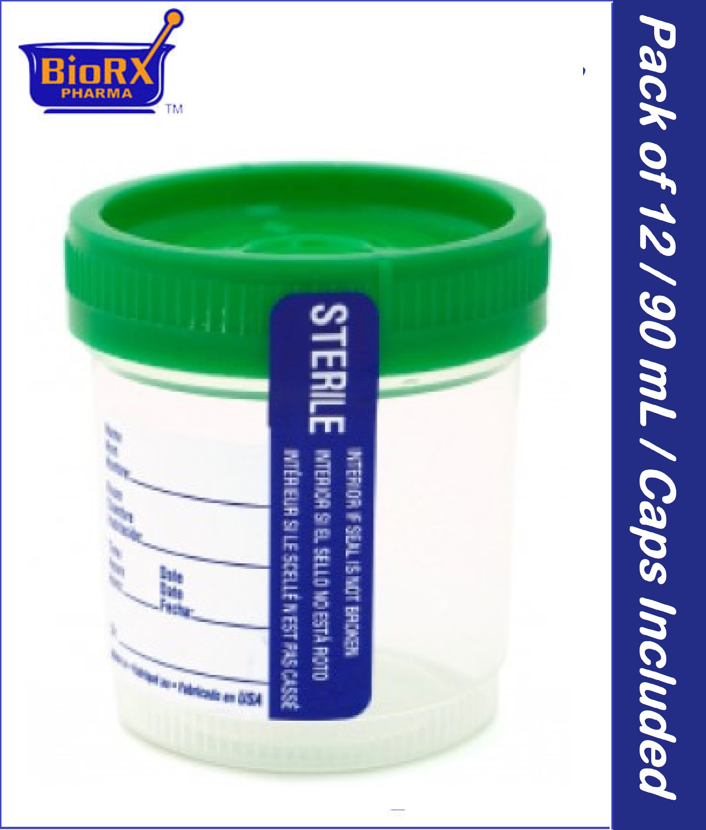 Plastic Specimen Containers Pack of 12 90 mL Leak Resistant with