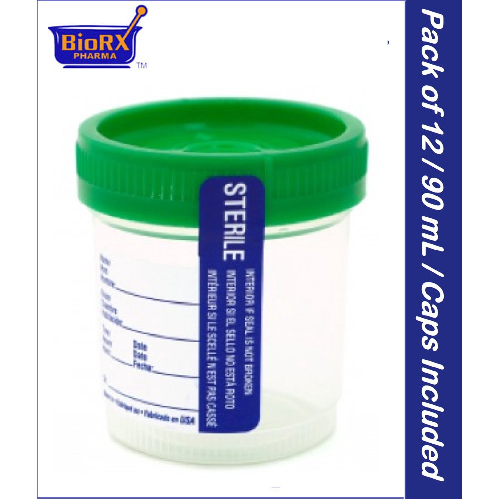 Plastic Specimen Containers Pack of 12 90 mL Leak Resistant with