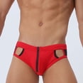 thumbnail image 3 of FcBaudy Men's Low Waist Solid Color High Vent Zipper Swimming Trunks Underpants Men Pants, 3 of 9