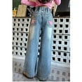 thumbnail image 7 of SXcggal Girls Jeans Pants Wide Leg Denim Pant High Waist Elastic Band Casual With Pockets Kids 6 14Y Casual Loosw Cozy Girl Children's Trousers, 7 of 7