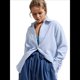 thumbnail image 3 of Camisas de Mujer con Botones, Larga, Algodón, Informales, con Cuello, Corte Holgado. Azul L, 3 of 7