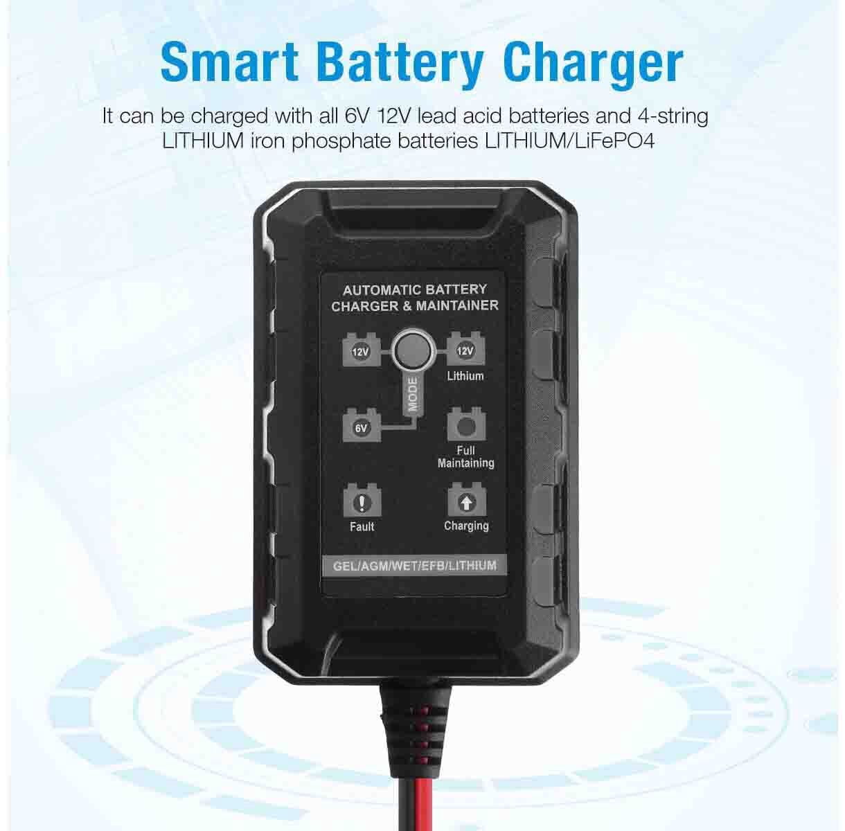 12V LiFePO4 Lithium Battery Charger for RV Off-grid Solar Camper Marine