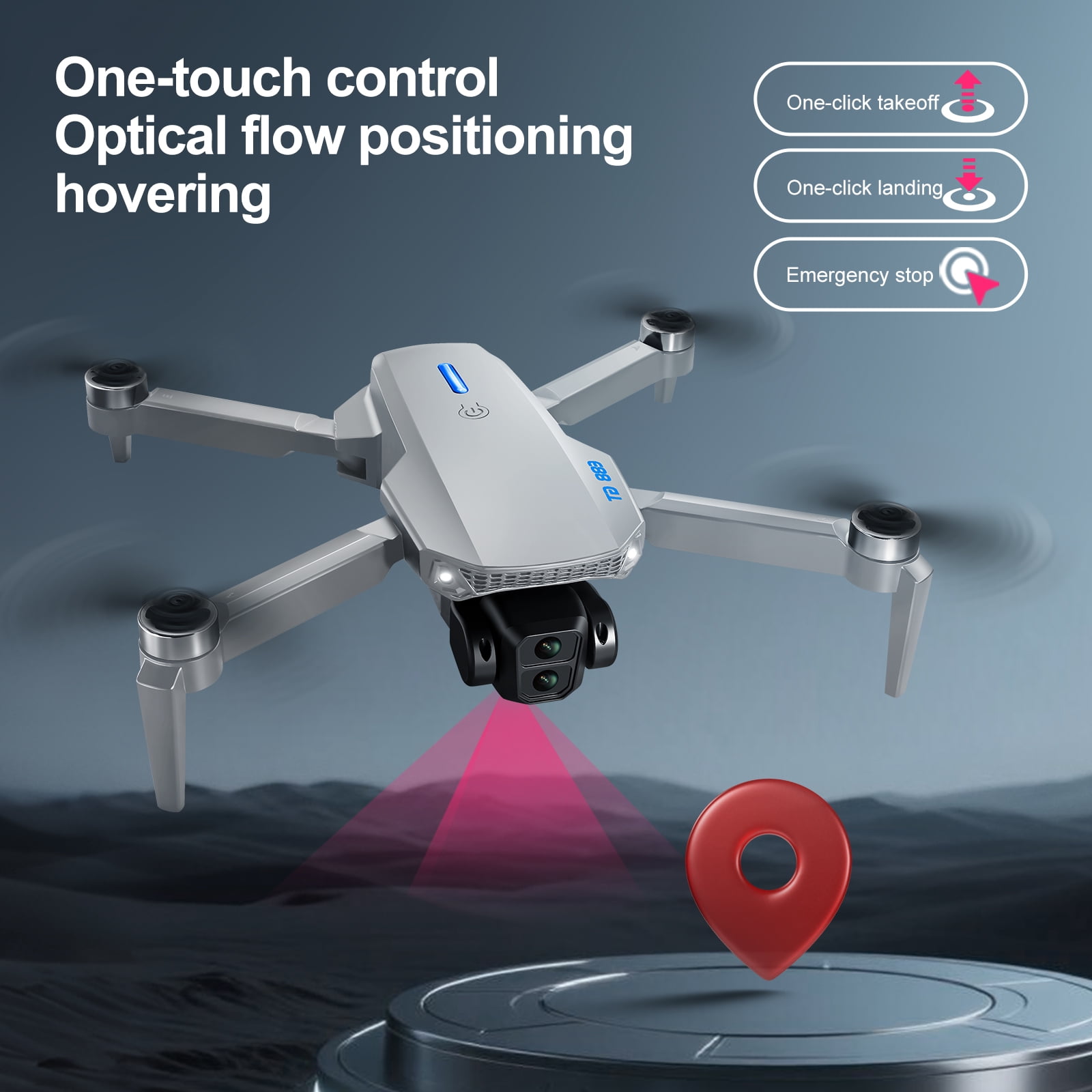 Brushless Motor RC Drones, Remote Control Screen, Optical Flow Positioning, HD Dual Cameras, 6-Ch Gyroscope, Foldable Drone Toy ,Toys Gifts,3 Battery,Black