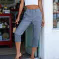 thumbnail image 6 of Favoffer Women High Waist Cargo Capris Stretch Comfort Cropped Pants Utility Casual Bottoms Multi Pocket Pants for Beach Work, 6 of 9