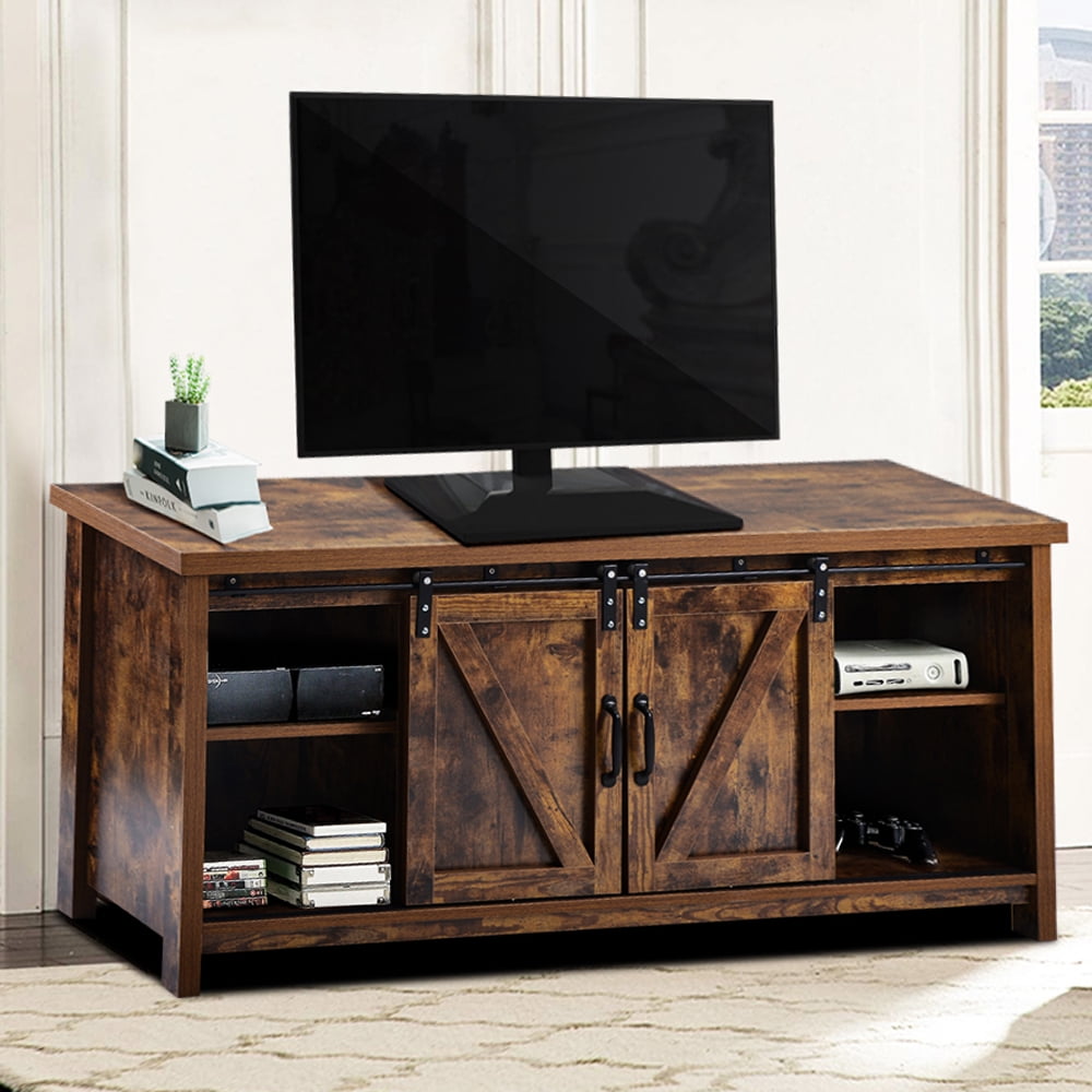 Doors Home Living Room TV Stand Cabinet TV Tray with Shelves Storage Drawers 