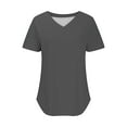 thumbnail image 4 of Puntoco Short Tops Blouses for women Clearance Women's Casual Short Sleeve Solid Ladies Round Neck Top Blouse Dark Gray L(L), 4 of 5