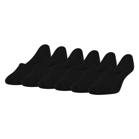 

PEDS Women s Cushioned Sole Mid Cut No Show Socks 6 Pairs Black Shoe Size: 5-10