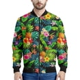 thumbnail image 3 of Chaqueta con cremallera y estampado 3D de flores hawaianas para hombre, sudaderas con estampado de plantas tropicales, abrigos bombarderos de gran tamaño y mangas largas, 3 of 4