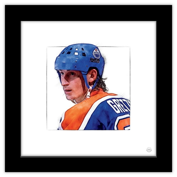 Gallery Pops Wayne Gretzky - Art Sketch Oilers Portrait Wall Art, Black Framed Version, 12" x 12"
