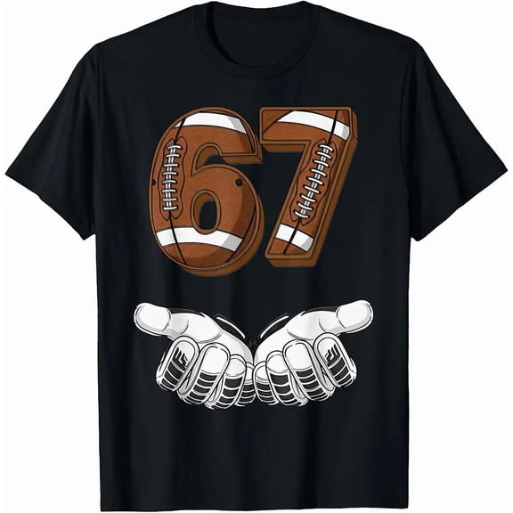 Football Jersey Number 67 Receiving Hands Graphic for Men Sports Fan T-Shirt