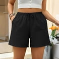 thumbnail image 4 of Lmnyox Womens Plus Size Shorts Fashion Casual Elastic Waist Drawstring Sweat Shorts Summer Solid Color Basic Shorts, 4 of 8