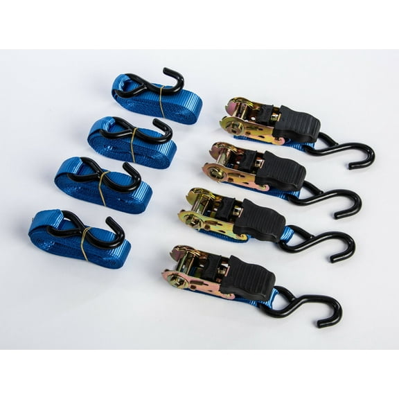 Ratchet Tie-Down Straps Motorcycle cargo 4 pack 15ft 1" Kayak Secure 1x15 1500lb