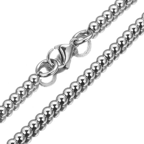 QQTDFG 6/8/10mm Heavy Men's Women's Stainless steel Silver Rosary Beads Necklace Chain-6mm-18inch or 45cm