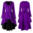 thumbnail image 2 of UPPADA Women's Vintage Double-Breasted Trench Coat Mid-Length Belted Lapel Overcoat Pea Coats Outerwear Irregular Pleated Hem Coats Purple,XXXL, 2 of 4