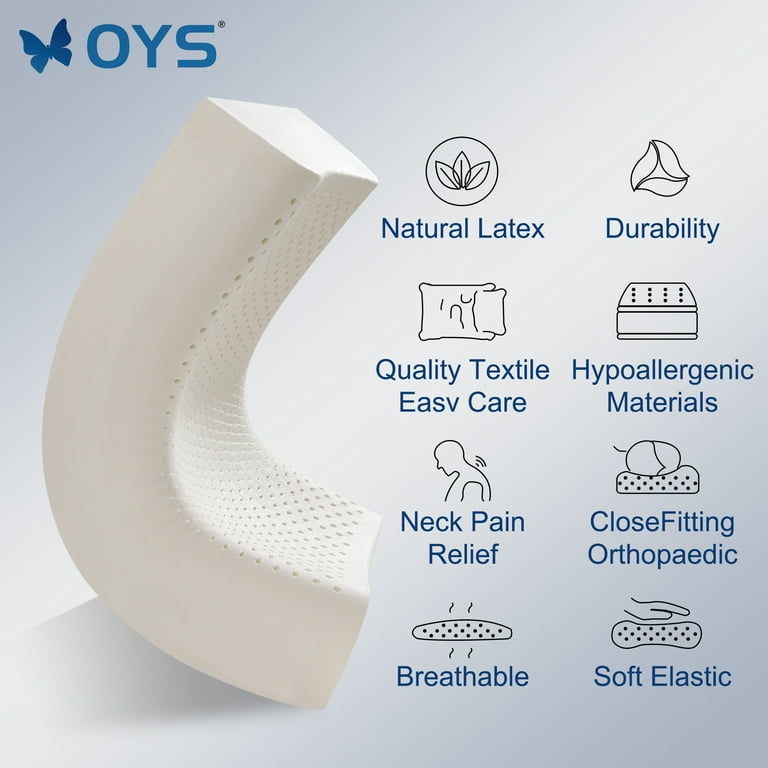OYS Cervical Contour Latex Pillow for Neck Pain, Ergonomic Support 