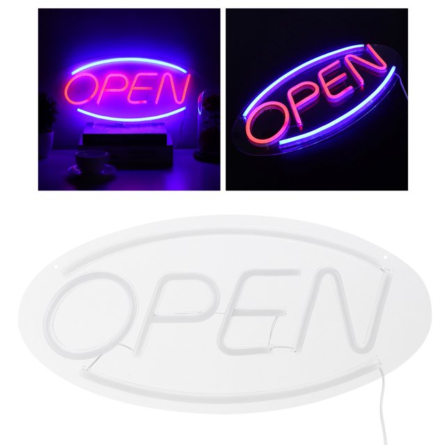 Neon Open Sign, 17.7x8.7x0.8in LED Open Sign Light USB Powered 50000 Hours Service Life With 6.6ft Cable, 3D Art Decor Novel Night Neon Lamps For Window Store Bar Restaurant Door