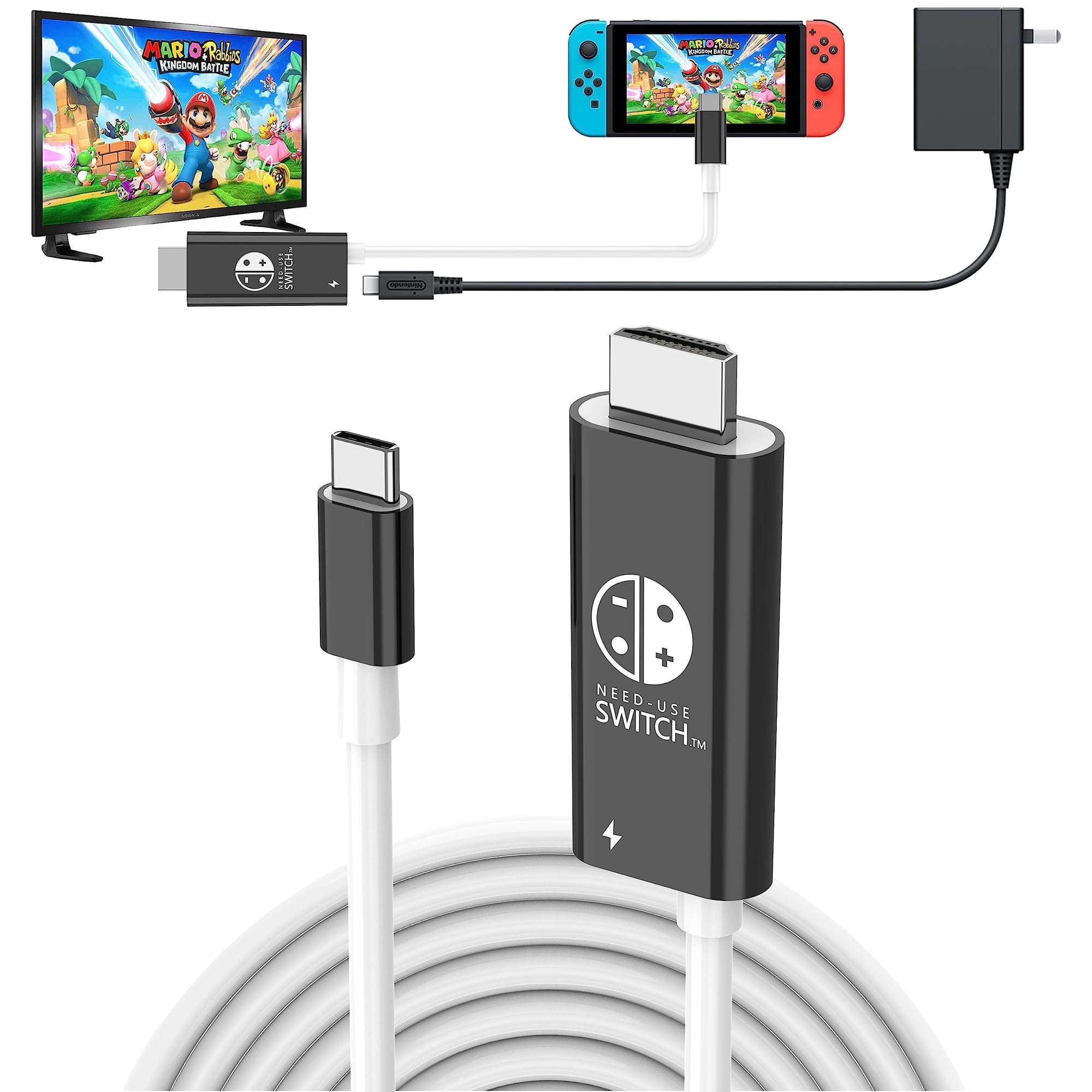 Switch Dock for Nintendo Switch OLED,2 in 1 TV Adapter with 4K HDMI Cable,Type C 100W Charging,Portable Docking Station for Travel,Samsung Dex,MacBook