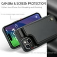 thumbnail image 2 of for iPhone 15 Plus Premium PU Leather Back Case, Multiple Card Slots Design, Double Magnetic Clasp Study Kickstand RFID Blocking Classic Phone Cover for iPhone 15 Plus, Black, 2 of 9