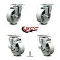 thumbnail image 2 of 4 Inch Semi Steel Wheel Swivel Top Plate Caster Set with 2 Brakes SCC, 2 of 2