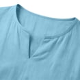 thumbnail image 2 of Klisyaur Men's Cotton Linen Shirt Long Sleeve V Neck Lightweight Comfortable Casual Fashion Summer Tee, 2 of 5