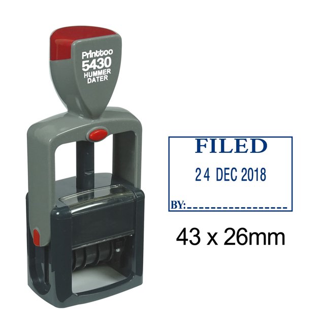 Printtoo Heavy Duty Dater Stamp With Filed By Text Self Inking Office Stationery Date Rubber Stamp-Blue