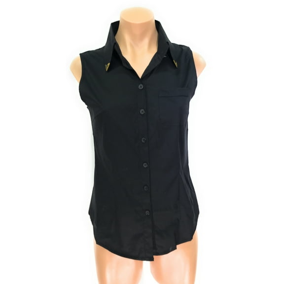 Sleeveless One pocket Button Down Shirt