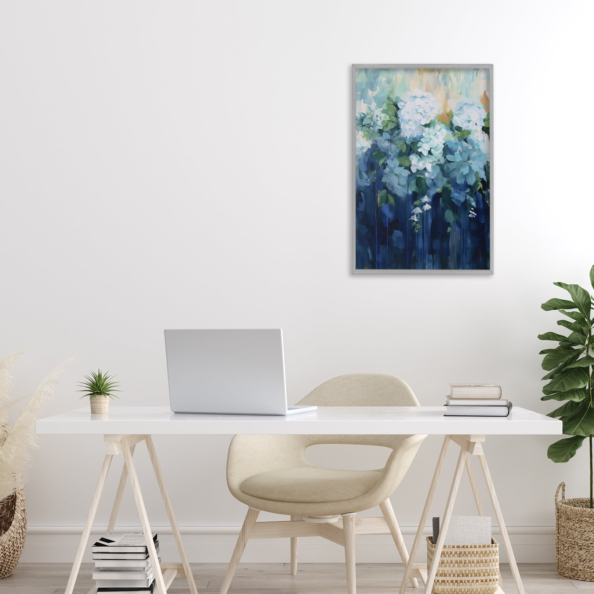 Stupell Industries Lush Blue Hydrangea Abstract Gray Framed Giclee Art, design by Gina Kelly