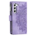 thumbnail image 4 of SaniMore for Samsung Galaxy A54 5G 6.4" Case, Luxury PU Leather Skin with Emboss Totem Detachable Crossbody Strap + Zipper Cash Pokcet Card Holder Flip Kickstand Wallet Cover, Purple, 4 of 11