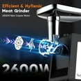 thumbnail image 3 of Electric Meat Grinder with 2600W Copper Motor for Home Kitchen Use, 3 of 6