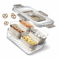 thumbnail image 2 of Cook With Color 4-Compartment Mini Snackle Box, Charcuterie and Snack Container, Divided Serving Tray with Lids, Dishwasher Safe, Taupe, 2 of 9