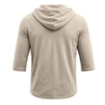 thumbnail image 5 of Mens Hoodie Pullover Thin 3/4 Sleeve Drawstring Pullover Hoodie Casual Sweatshirts with Hood Lightweight Hoodies Khaki M, 5 of 7