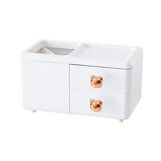 Organizador de escritorio, almacenamiento, decoración, Copmact, gran capacidad, papelería para tocadores oso blanco
